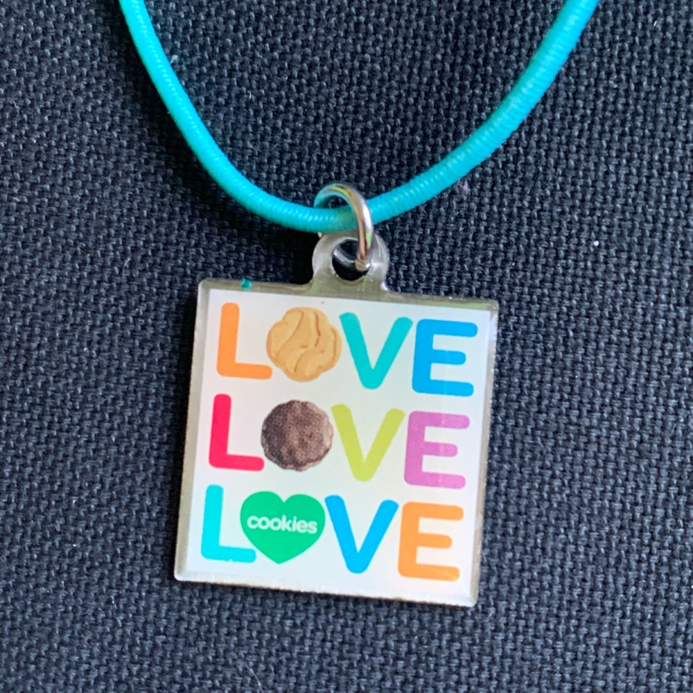 Colorful Girl Scout Cookie LOVE Pendant Necklace